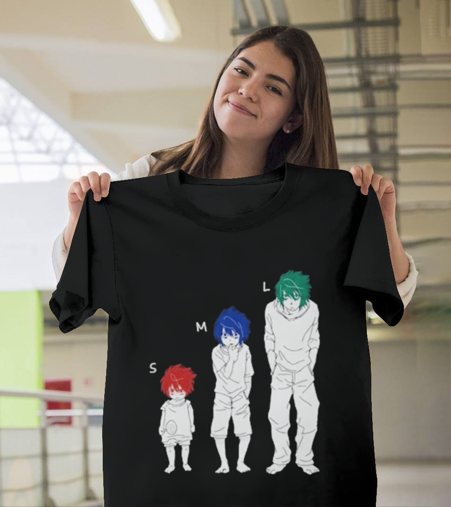 Anime Death Note L Character Evolution Sizes S M L T-Shirt