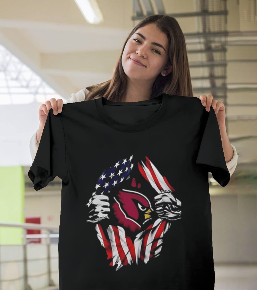 Arizona Cardinals American Flag Bald Eagle Skull Super Man T-Shirt