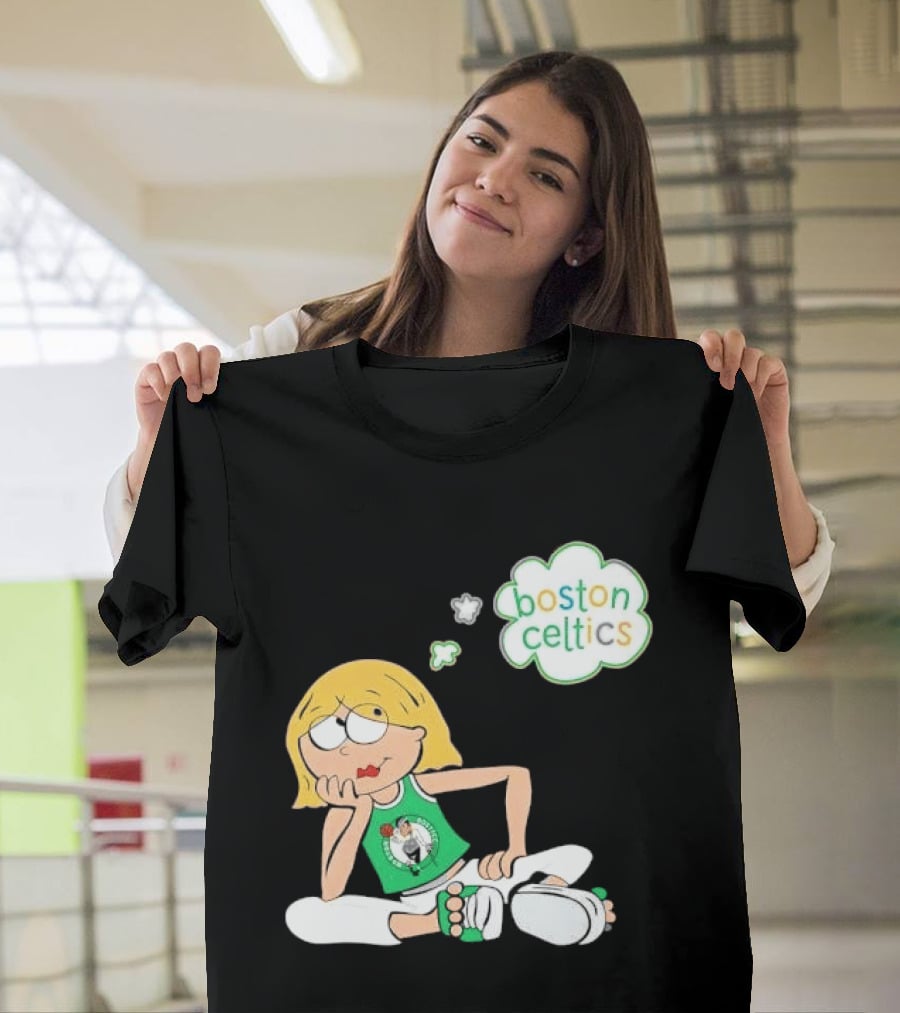 Boston Celtics NBA Cartoon Girl Sitting Thought Bubble T-Shirt