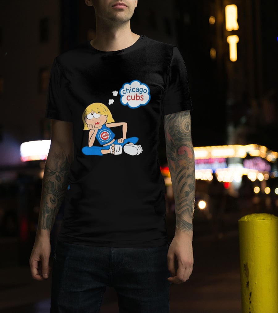 Chicago Cubs MLB Blonde Cartoon Girl Sitting Thought Bubble T-Shirt