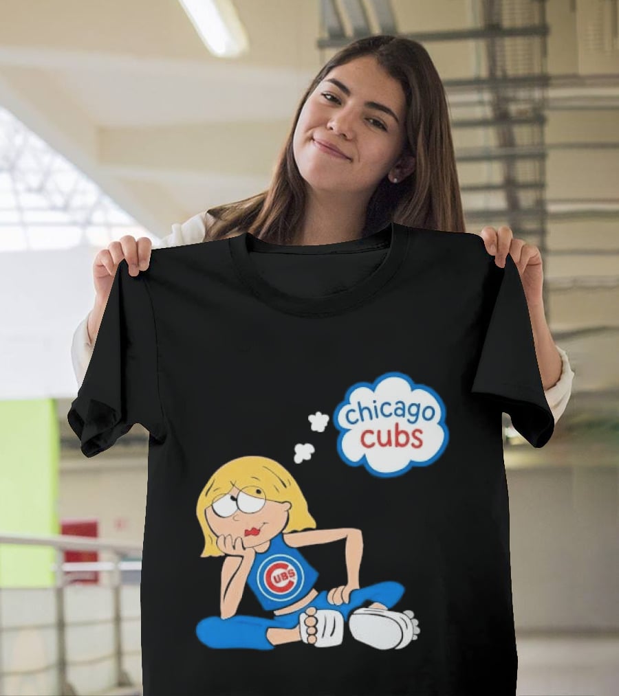 Chicago Cubs MLB Blonde Cartoon Girl Sitting Thought Bubble T-Shirt