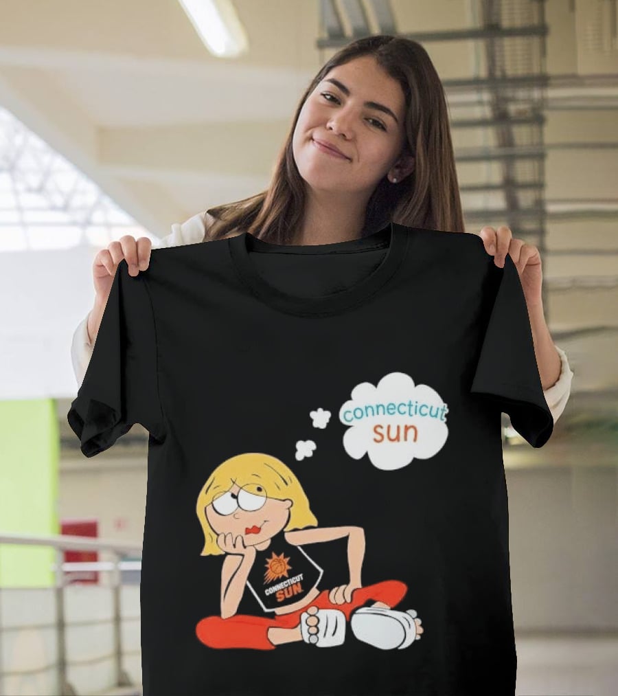 Connecticut Sun WNBA Cartoon Blonde Girl Thought Bubble T-Shirt