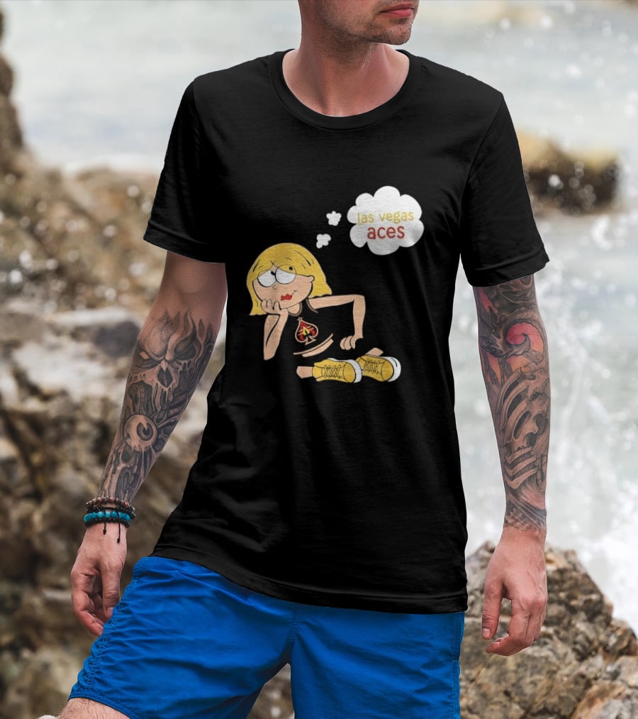 Las Vegas Aces WNBA Blonde Cartoon Girl Thought Bubble T-Shirt