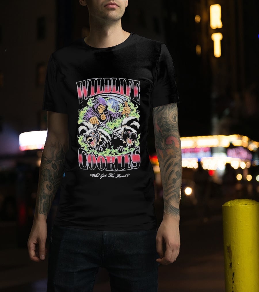 Wildlife Cookies Who Got The Skunk Character And Skulls T-Shirt