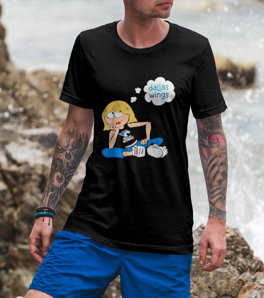 Dallas Wings WNBA Cartoon Blonde Girl Daydreaming Thought Bubble T-Shirt