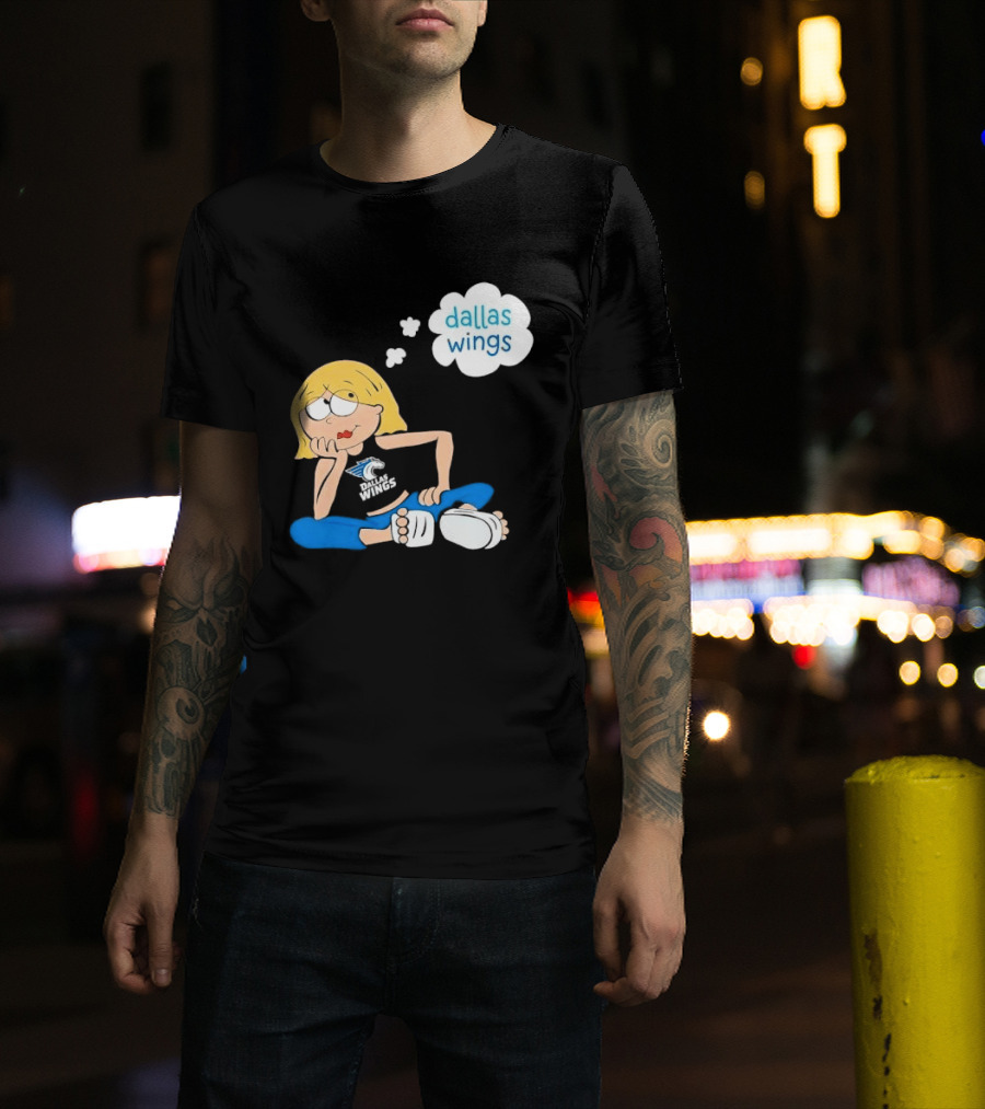 Dallas Wings WNBA Cartoon Blonde Girl Daydreaming Thought Bubble T-Shirt
