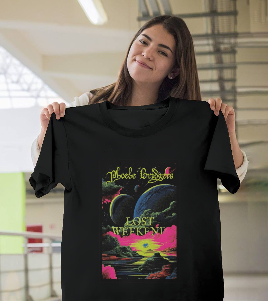 Phoebe Bridgers Lost Weekend 2026 Cosmic Event Planets Clouds Neon T-Shirt