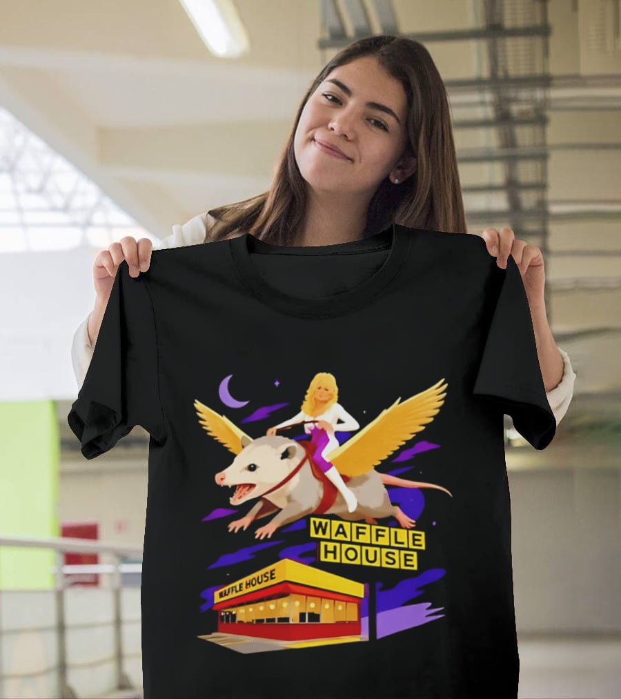 Waffle House Dolly Parton Flying Opossum Adventure T-Shirt