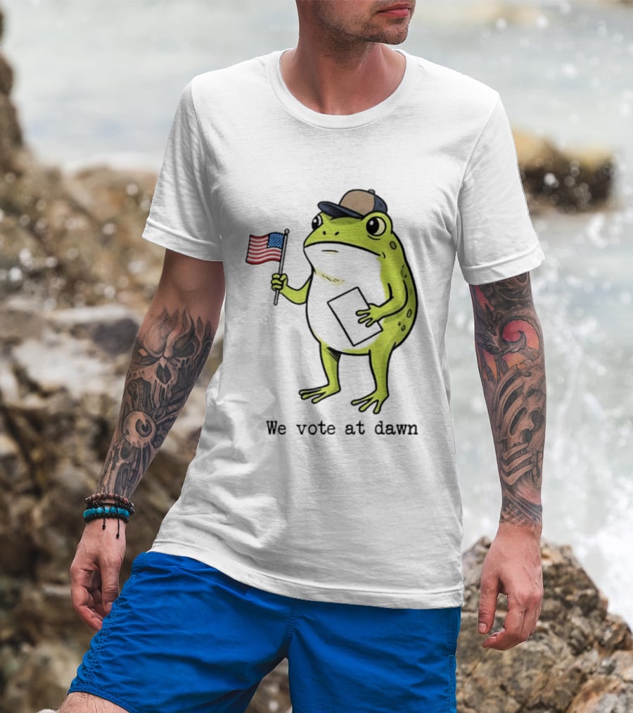 American Frog With Flag We Vote At Dawn T-Shirt