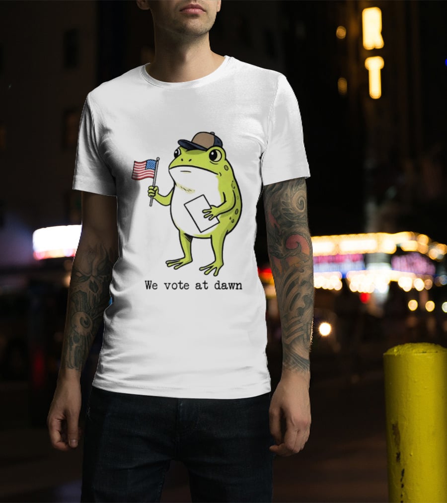 American Frog With Flag We Vote At Dawn T-Shirt