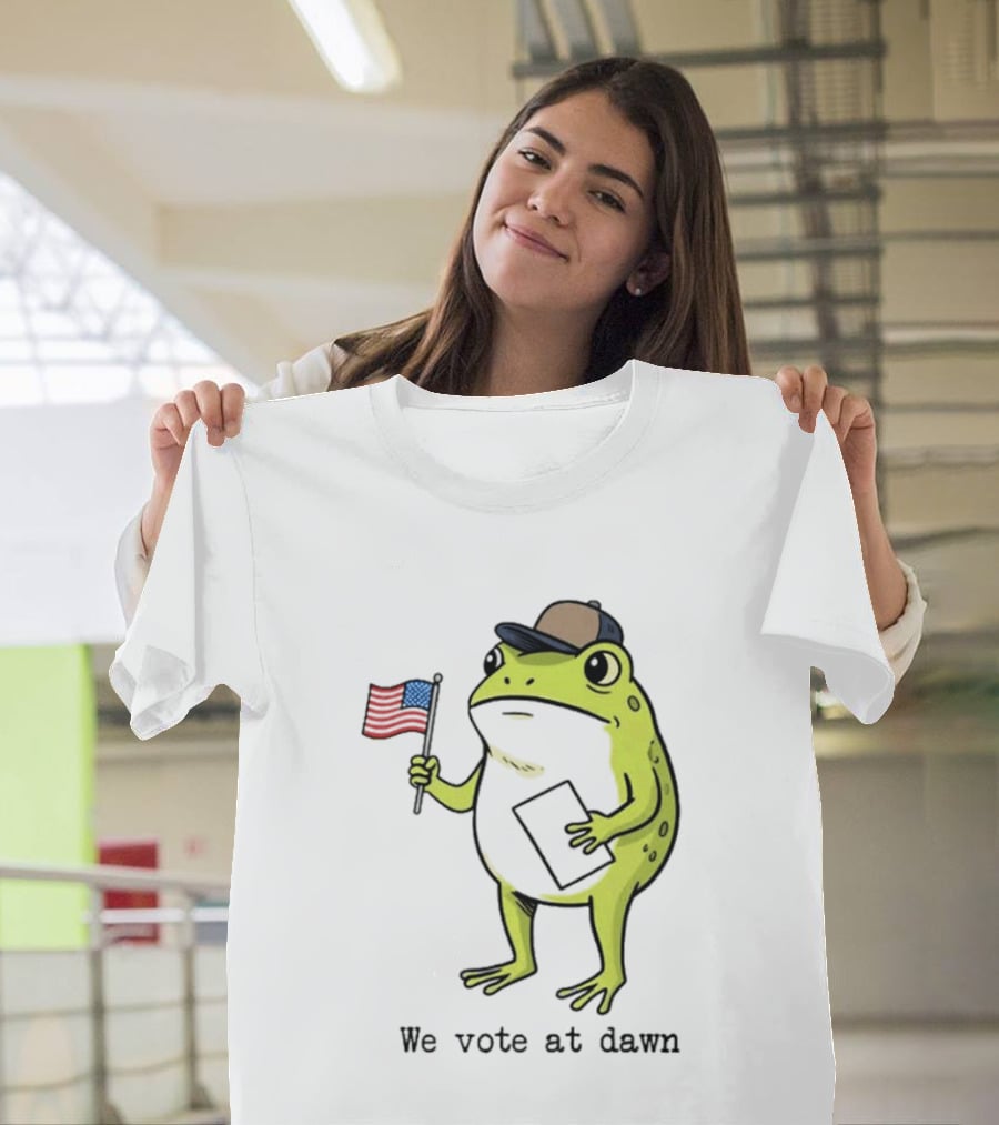 American Frog With Flag We Vote At Dawn T-Shirt