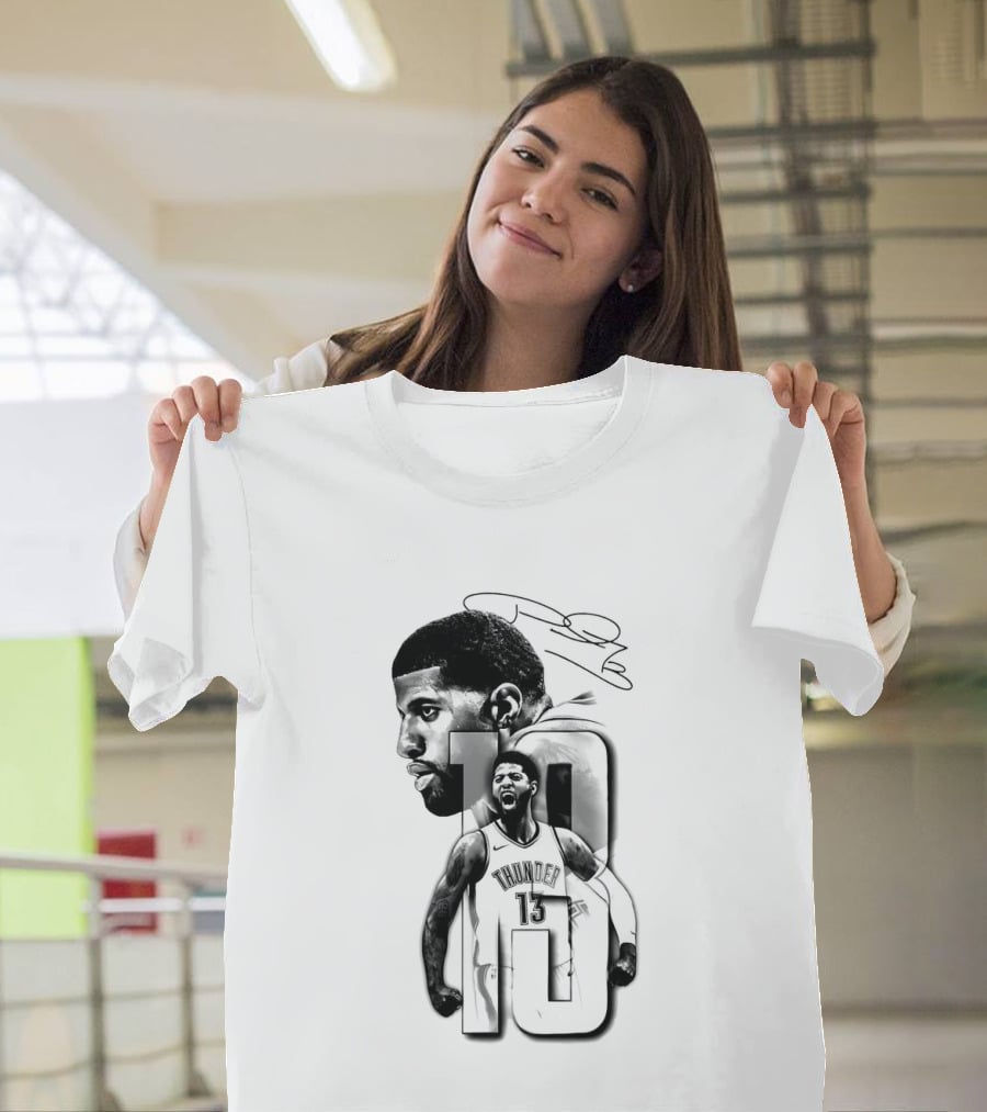 Paul George Oklahoma City Thunder Basketball Player Sketch T-Shirt
