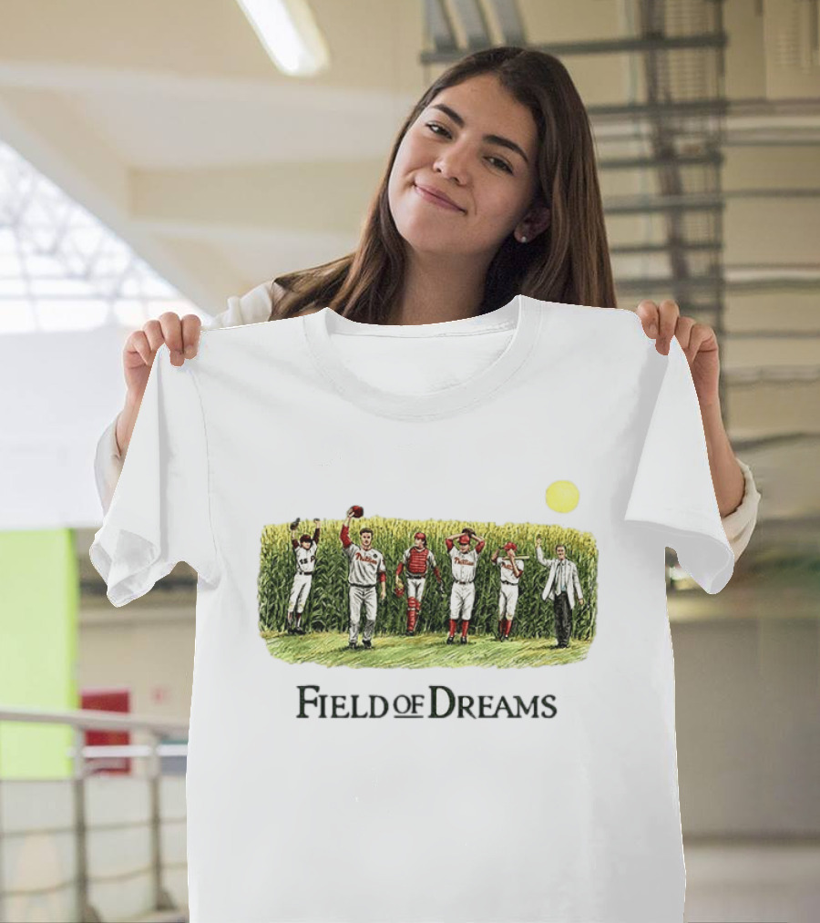 Philadelphia Phillies Baseball Go Phils Field Of Dreams Cornfield Players Scene T-Shirt