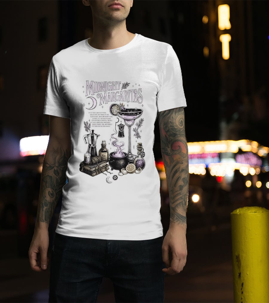 Midnight Margaritas Witchy Cocktail Cauldron Eye Of Newt Toe Of Frog Recipe Potion Essentials T-Shirt