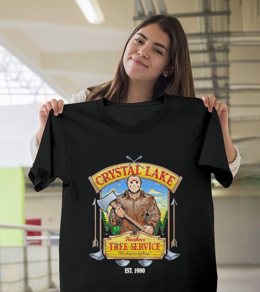 Crystal Lake Voorhees Tree Service We Chop Everything Est 1980 T-Shirt