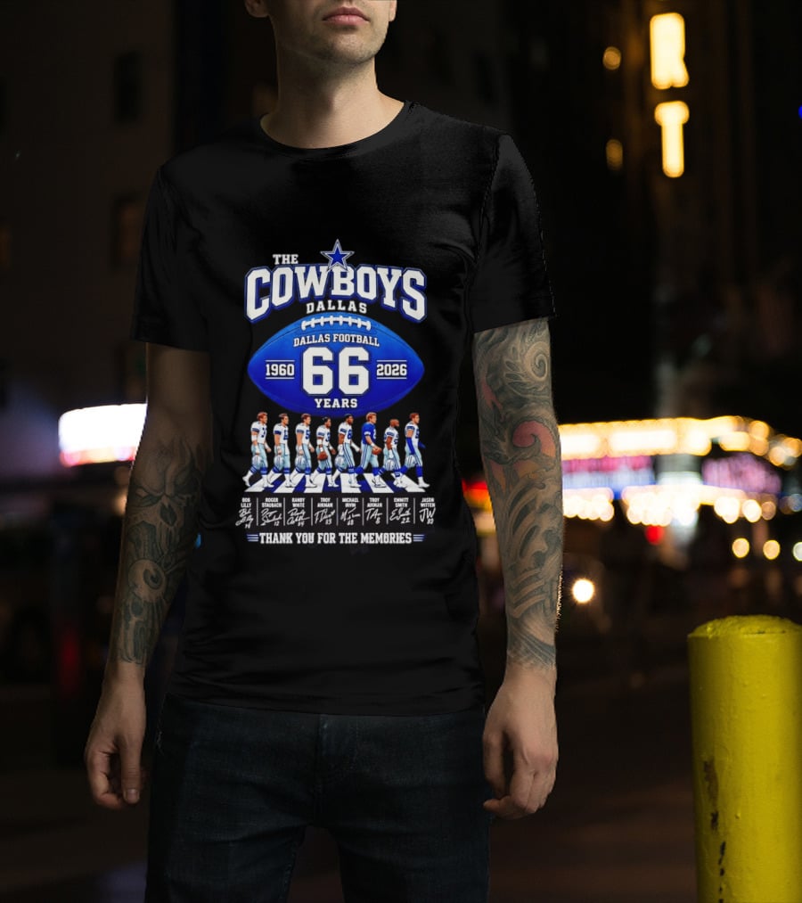 The Cowboys Dallas Football 66 Years 1960 2026 Thank You For The Memories Signatures T-Shirt