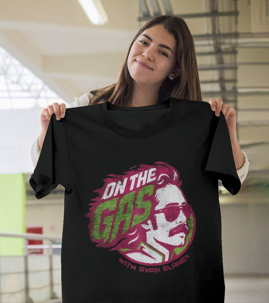 On The Gas With Ryan Blaney Racing Style Retro Hair Sunglasses T-Shirt