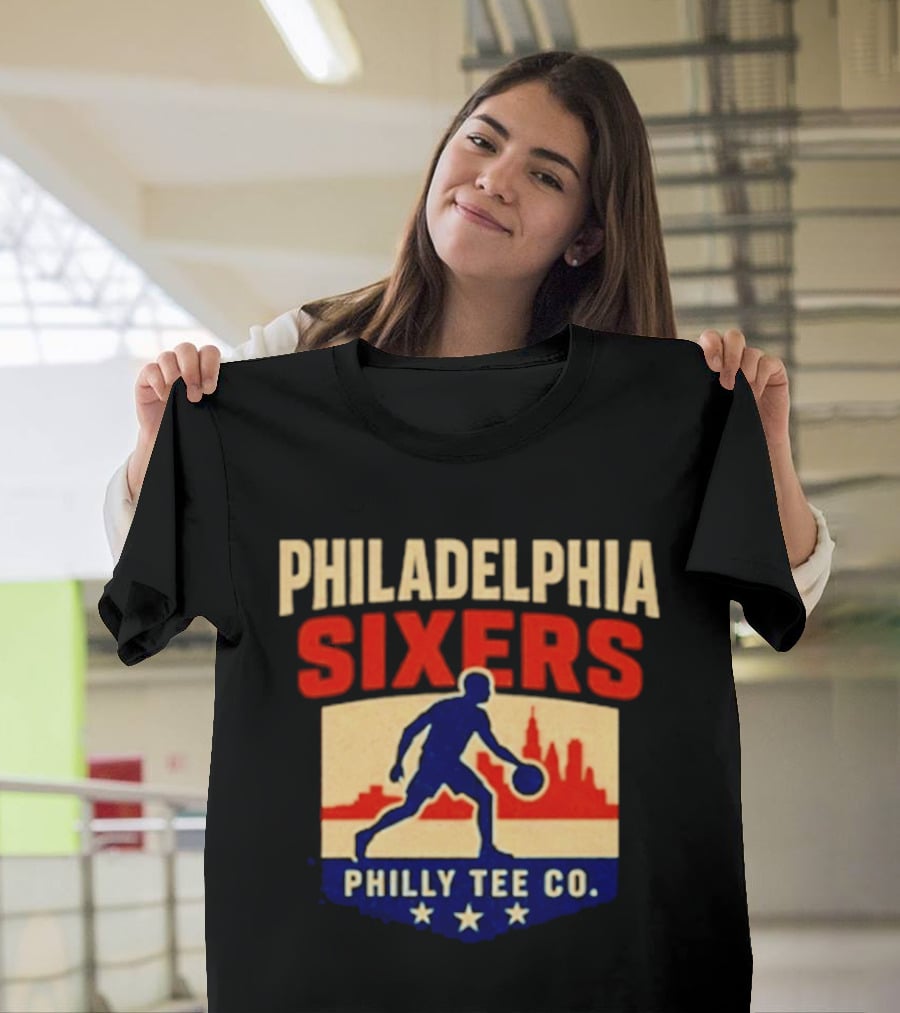 Philadelphia Sixers Dribble Philly Co Retro Skyline T-Shirt