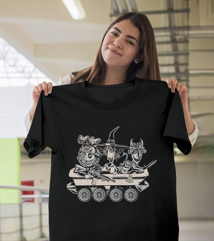 Tactical Nightmare Cartoon Characters Riding Armored Vehicle T-Shirt
