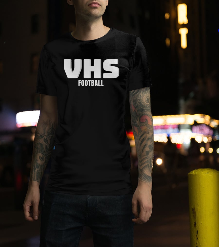 VHS Football Light Grey Textured Block Drop Shadow T-Shirt