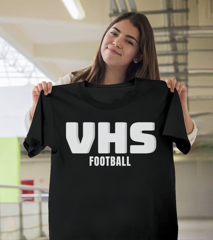 VHS Football Light Grey Textured Block Drop Shadow T-Shirt