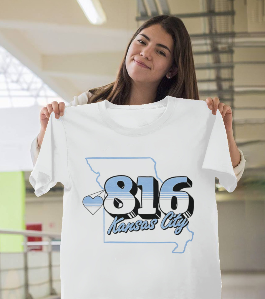816 Kansas City Heart Map Love T-Shirt