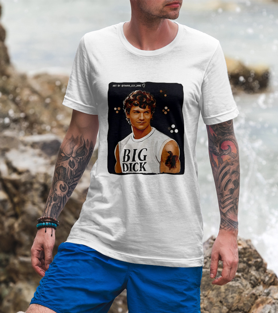 Tanya Lily Jane Big Dick Art Featuring Curly Haired Man T-Shirt