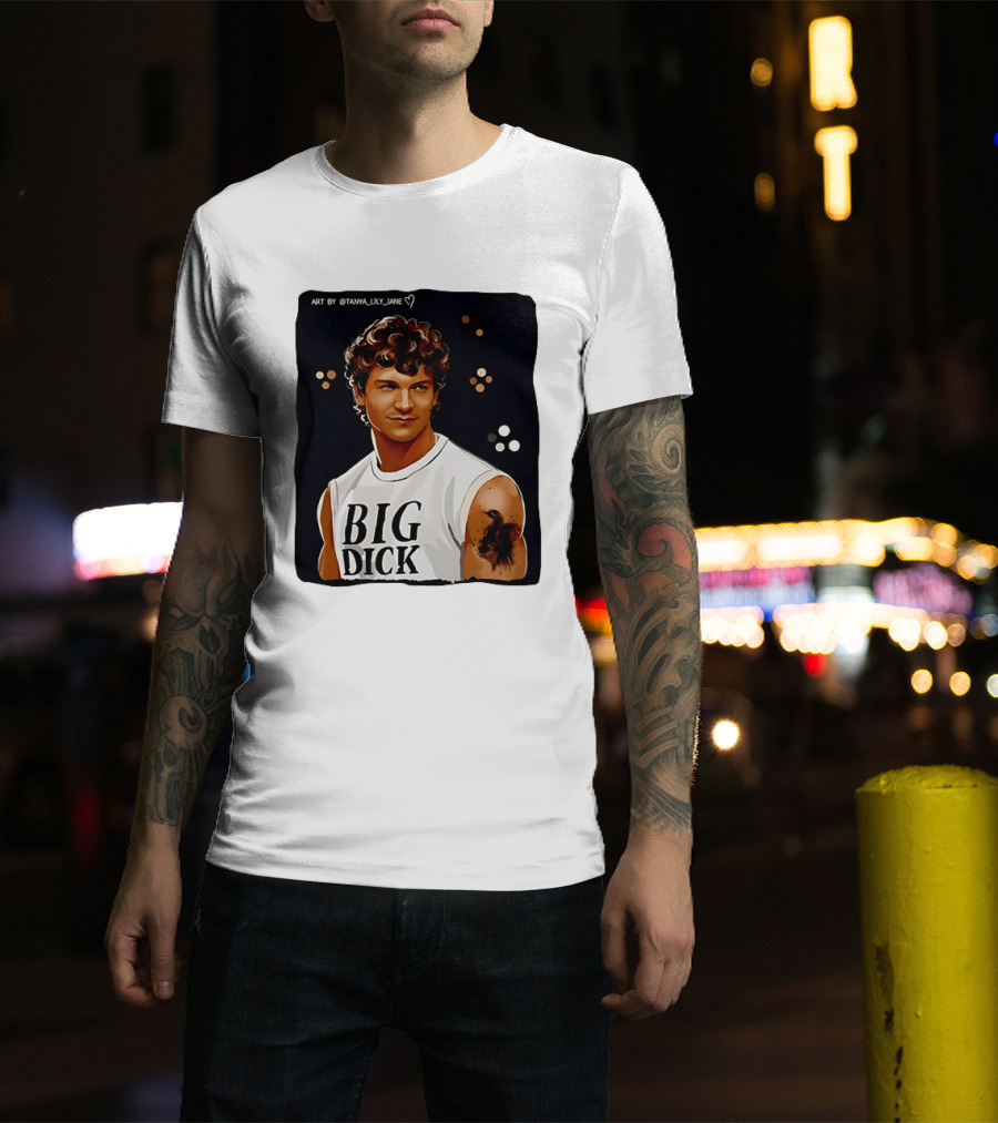 Tanya Lily Jane Big Dick Art Featuring Curly Haired Man T-Shirt