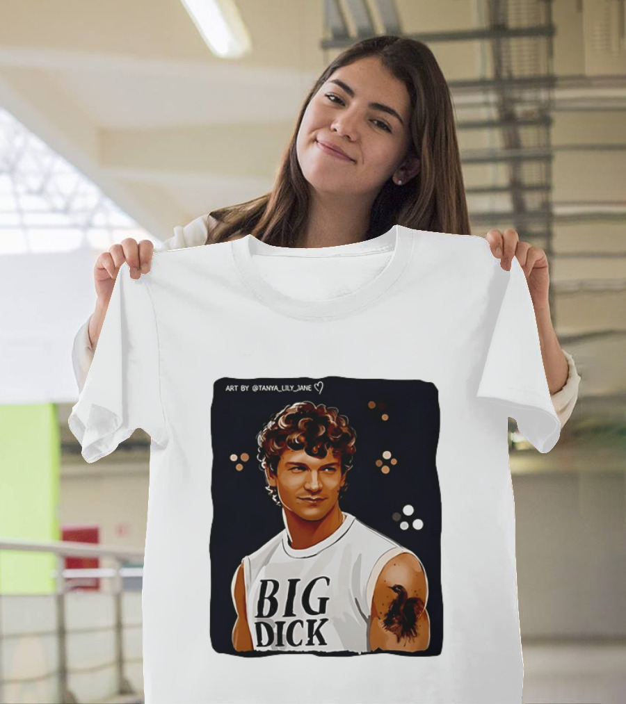 Tanya Lily Jane Big Dick Art Featuring Curly Haired Man T-Shirt
