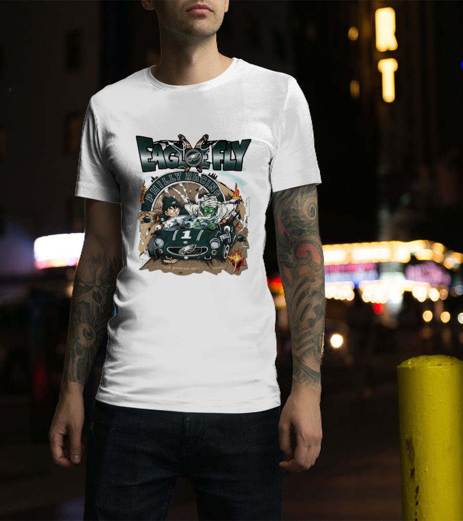 Eagle Fly Philly Racing Philadelphia Eagles Anime Characters Driving Race Car T-Shirt