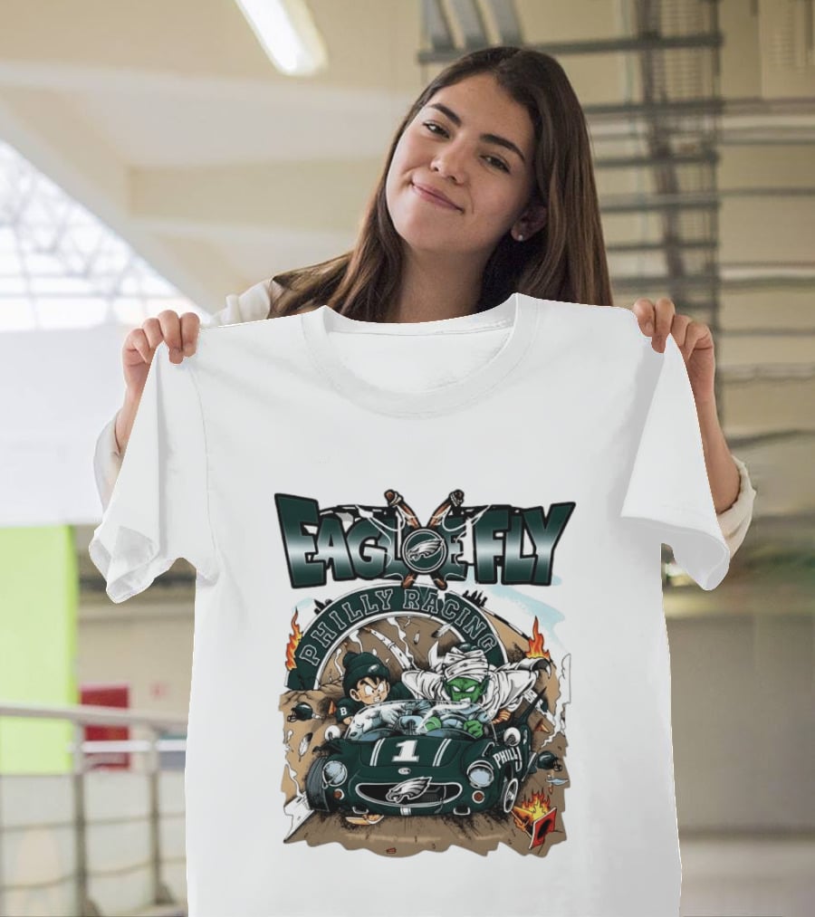 Eagle Fly Philly Racing Philadelphia Eagles Anime Characters Driving Race Car T-Shirt