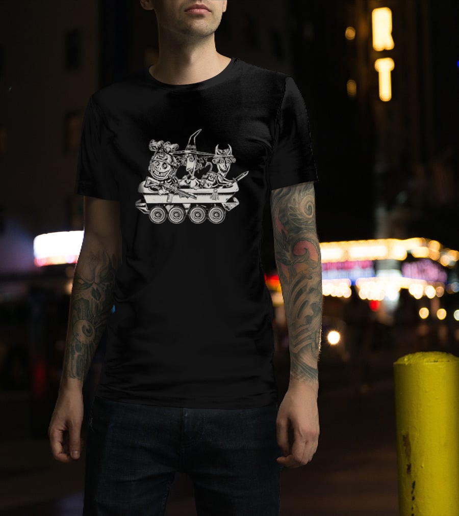 Lock Shock Barrel Tactical Bathtub Tank Black White Cartoon T-Shirt