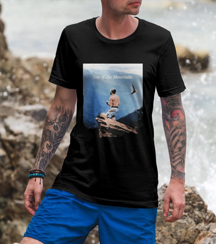 Islam Makhachev Top Of The Mountain Scenic Martial Arts Triumph T-Shirt