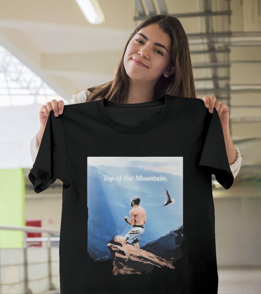 Islam Makhachev Top Of The Mountain Scenic Martial Arts Triumph T-Shirt