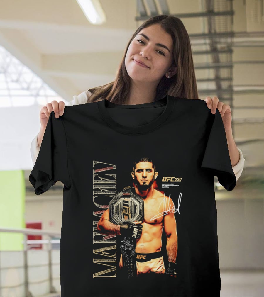 Islam Makhachev UFC Champion Signature Autograph Belt T-Shirt