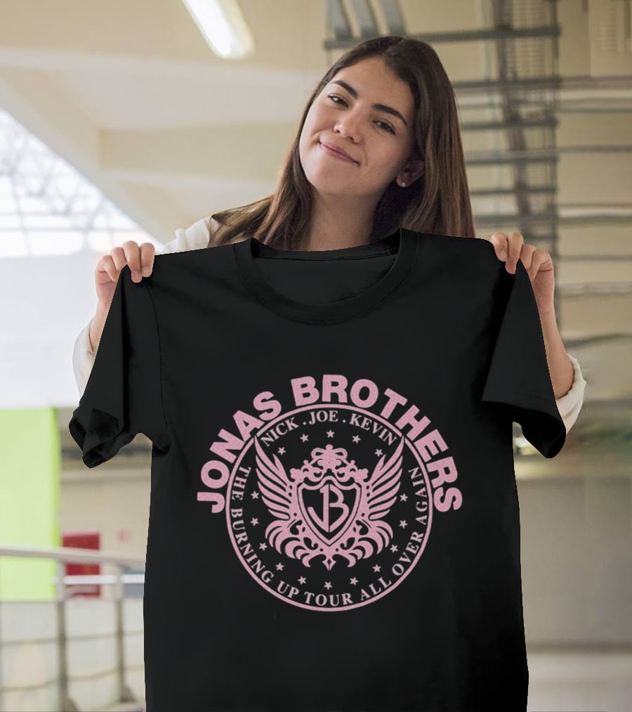 Jonas Brothers Nick Joe Kevin Burning Up Tour Crest Jb Wings T-Shirt