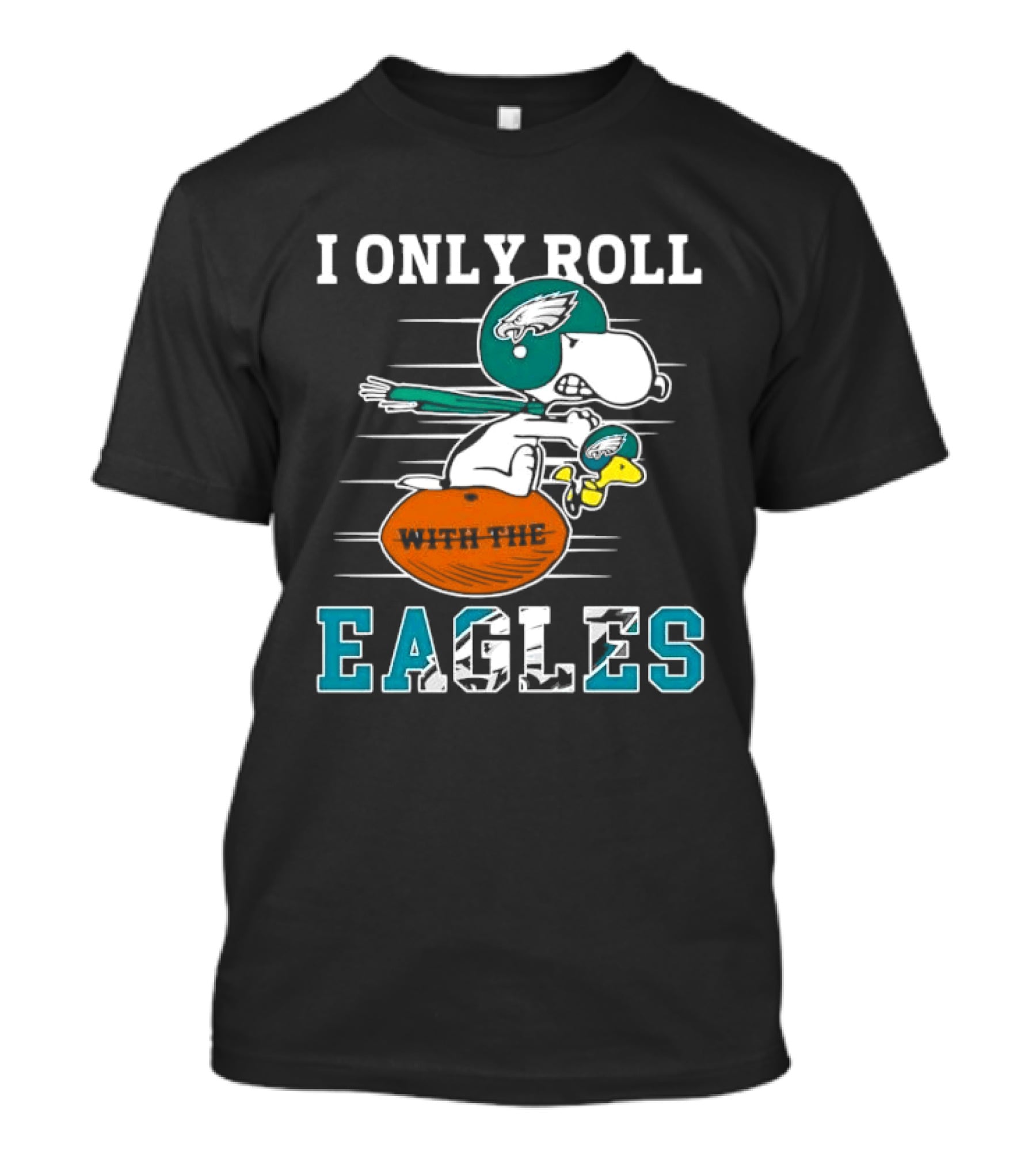 Philadelphia Eagles I Only Roll With The Eagles Cartoon Dog Helmet Football T-Shirt