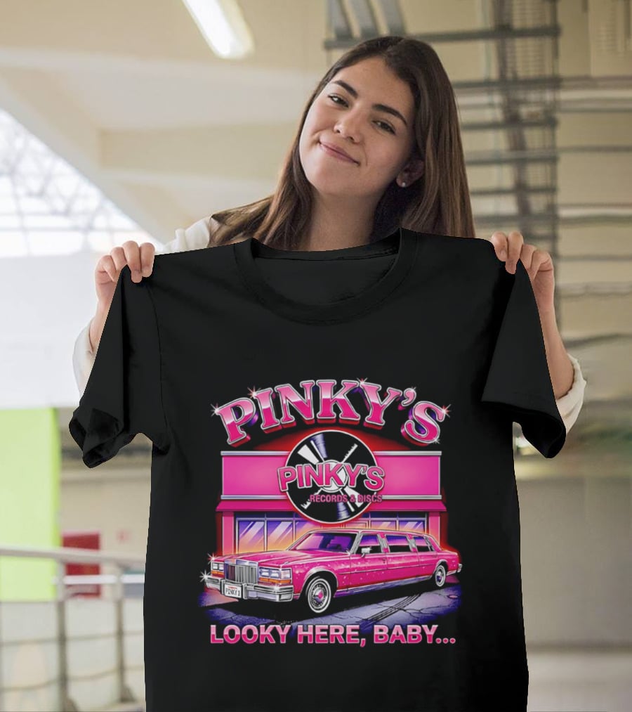 Pinky's Records And Discs Pink Limousine Looky Here Baby T-Shirt