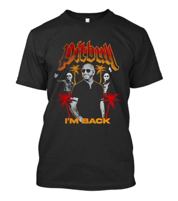 Pitbull I'M Back With Red And Orange Palm Trees T-Shirt