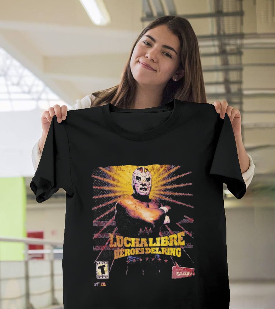 Lucha Libre Héroes Del Ring Masked Wrestler Starburst T-Shirt