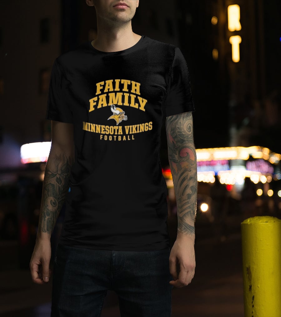 Faith Family Minnesota Vikings Football Helmet Horns T-Shirt