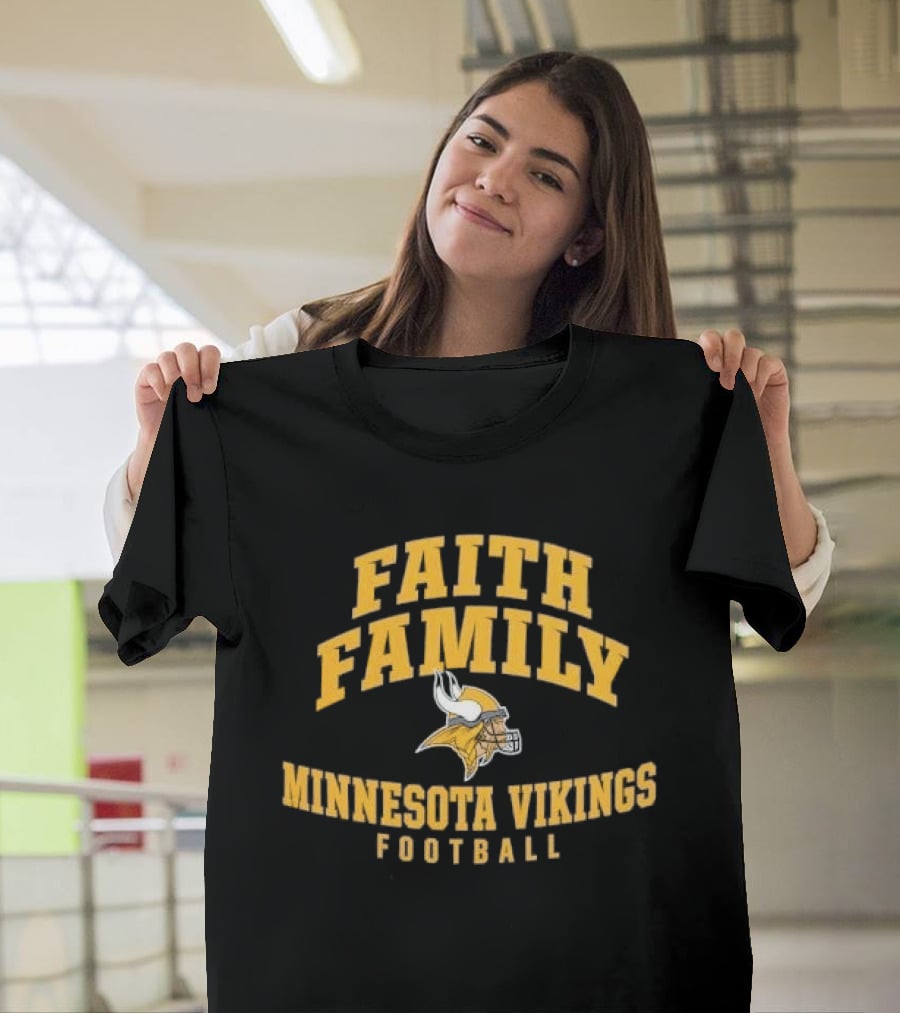 Faith Family Minnesota Vikings Football Helmet Horns T-Shirt