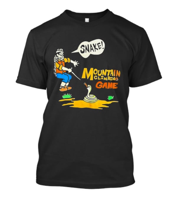 Snake Mountain Climbing Game Startled Climber Coiled Serpent Cartoon T-Shirt