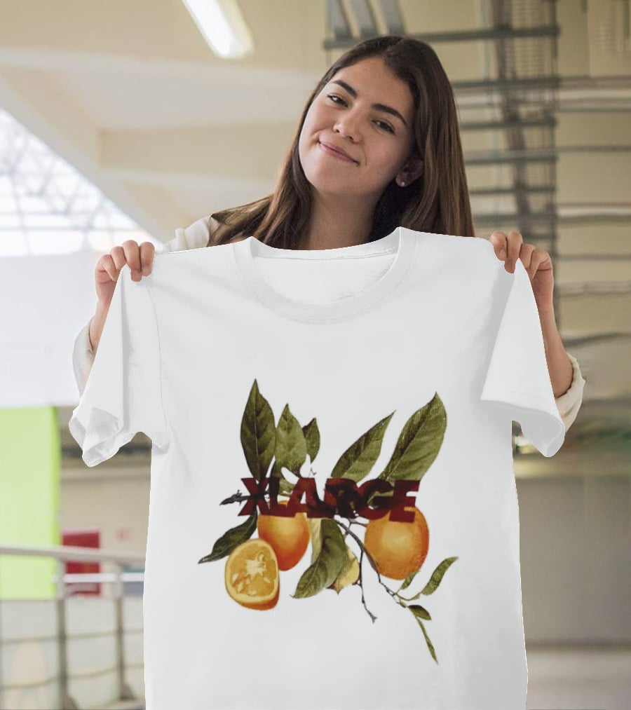 Xlarge Watercolor Oranges Citrus Branch Leaves Slice T-Shirt