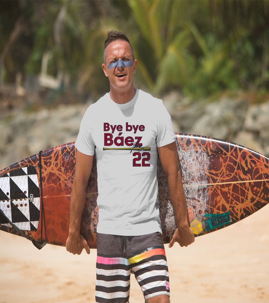 Bye Bye Báez 22 Yellow Gold Baseball Bat Player T-Shirt