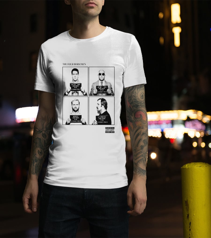The Four Horsemen Ric Flair Tully Blanchard Arn Anderson Ole Anderson Shot Parental Advisory T-Shirt