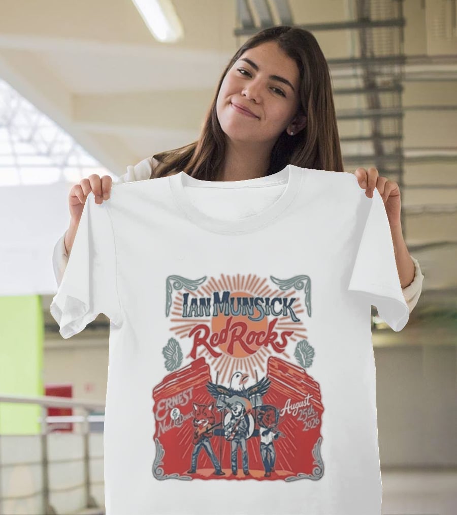 Ian Munsick Red Rocks Morrison CO 08 25 2026 Live Tour Featuring Ernest Neon Dreams T-Shirt