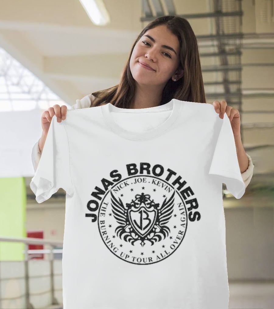 Jonas Brothers JB Crest Nick Joe Kevin Burning Up Tour All Over Again 2026 T-Shirt