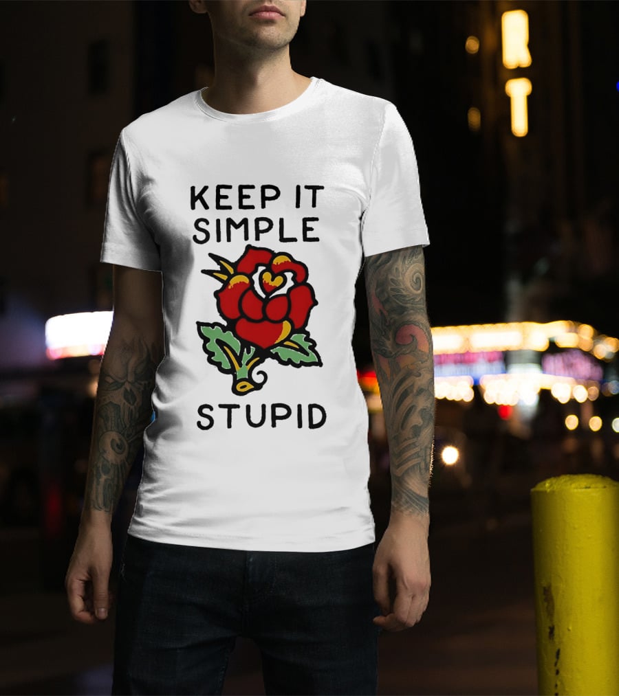 Keep It Simple Stupid Red Rose Kiss Minimalist T-Shirt