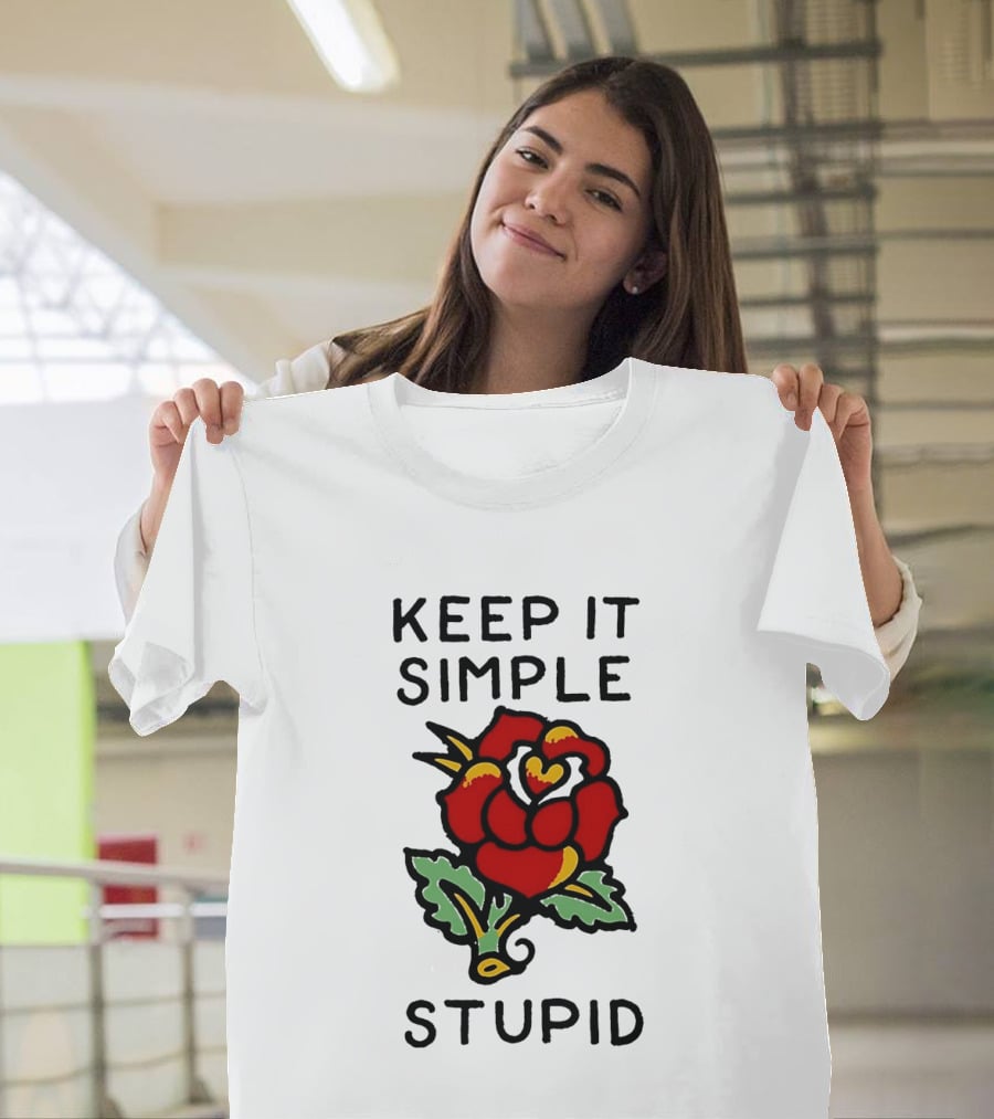 Keep It Simple Stupid Red Rose Kiss Minimalist T-Shirt